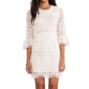 Anna Sui RUNWAY Nouvelle Vague Daisy Embroidered Organza Dress in Cream